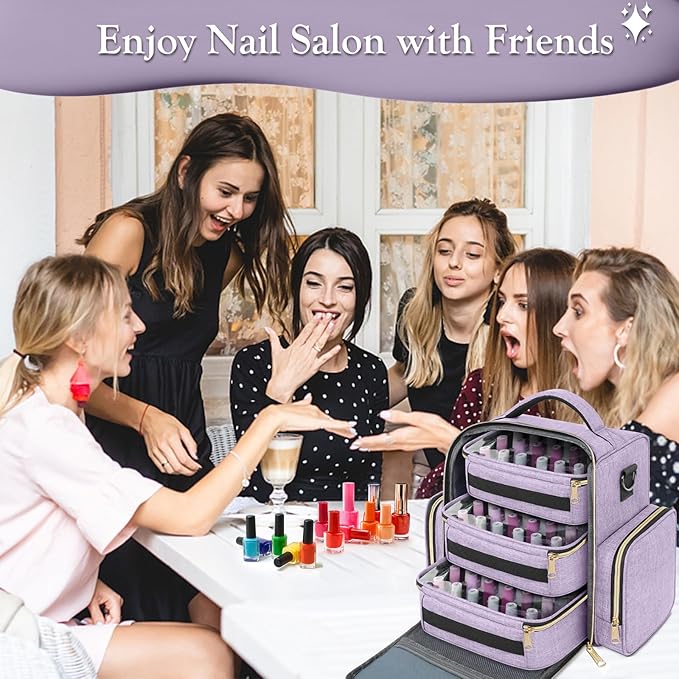 YOREPEK Nail Polish Organizer Holds Up to 72 Bottles (15ml - 0.5 fl.oz) and Nail Lamp, Nail Polish Storage with 3 Removable Pouches & Multiple Storage Sections for Manicure Set, Gifts for Manicurist