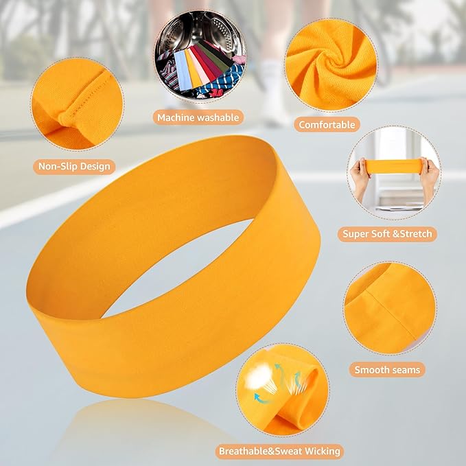 Headbands for Women, Stretchy Non Slip Soft Cotton Cloth Hair Bands for Sports, Workout, Yoga and Running, 7pcs