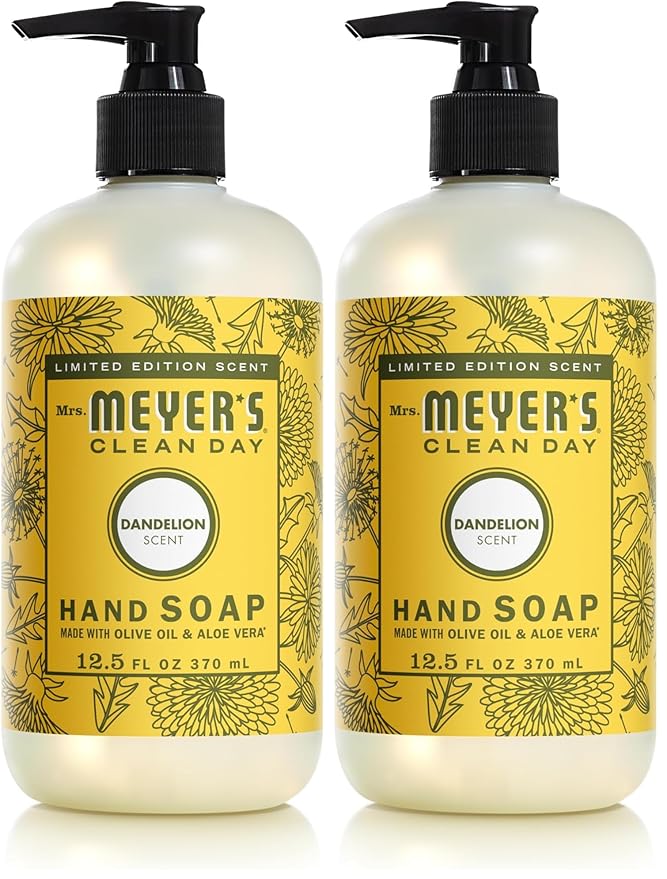 Mrs. MEYER'S CLEAN DAY Liquid Hand Soap, Dandelion Scent, 12.5 Ounce Bottle, (Pack of 2)