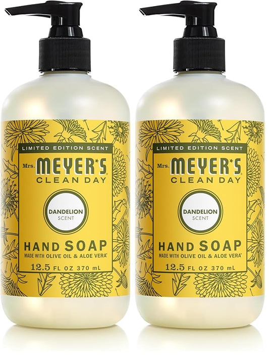Mrs. MEYER'S CLEAN DAY Liquid Hand Soap, Dandelion Scent, 12.5 Ounce Bottle, (Pack of 2)