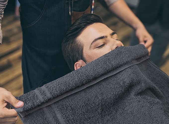 Utopia Towels Cotton Bleach Proof Salon Towel 16 by 27 inches, Bleach Safe 100% Cotton Hand Towel for Gym, 24 Pack, Dark Grey