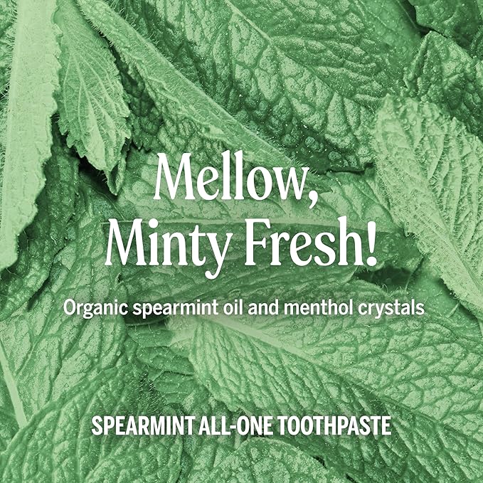 Dr. Bronner’s - All-One Toothpaste Variety Pack - Peppermint & Spearmint, 70% Organic Ingredients, Fluoride-Free, Helps Freshen Breath, Vegan (5oz, 4-Pack)