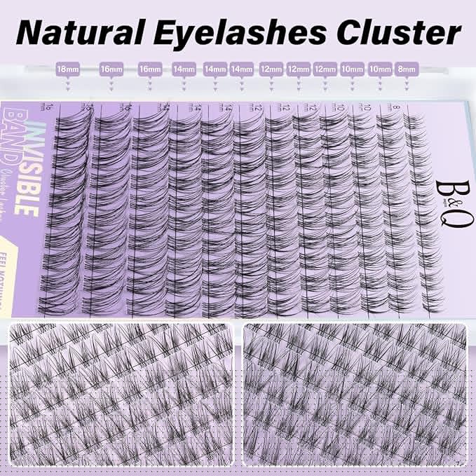 B&Q Flora Eyelash Clusters Kit - Velure DIY Lash Extension Kit at Home Beginner-Friendly Natural Lashes, 120pcs 8-18mm Wispy Clusters with 0.3mm Invisible Band & Waterproof, Daily Collection