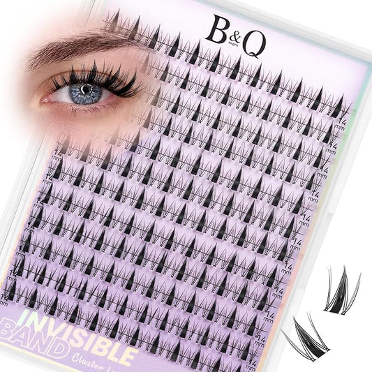 B&Q Fairy Lash Clusters Invisible Band False Eyelashes Clusters Natural Cluster Eyelash Extensions Comfortable Individual Lashes Extension DIY Soft Eyelash Clusters（Fairy-14mm）