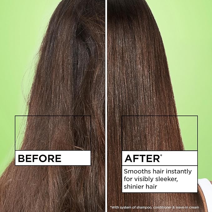 Garnier Fructis Sleek and Shine Intense Smooth Leave In Conditioner, Conditioning Hair Cream for Frizzy, Dry Hair, Plant Keratin + Argan Oil, Value Size, 16.9 Fl Oz