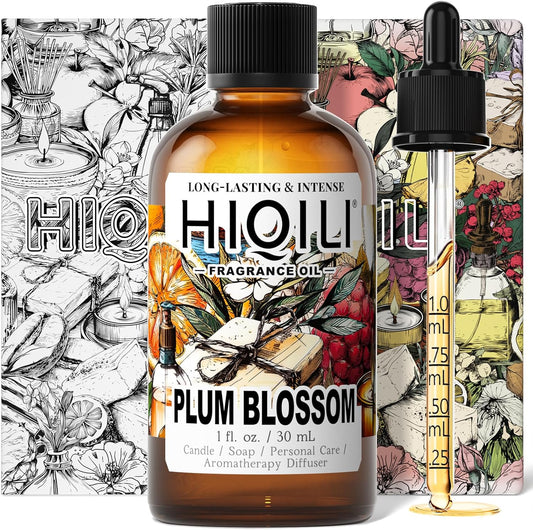 HIQILI Plum Blossom Fragrance Oil for Making Candle, Soap, Inspired by J-M.Lone Plum-Bloom, Linen Spray and Scented Sachets, Use in Essential Oil Diffuser - 1 Fl Oz