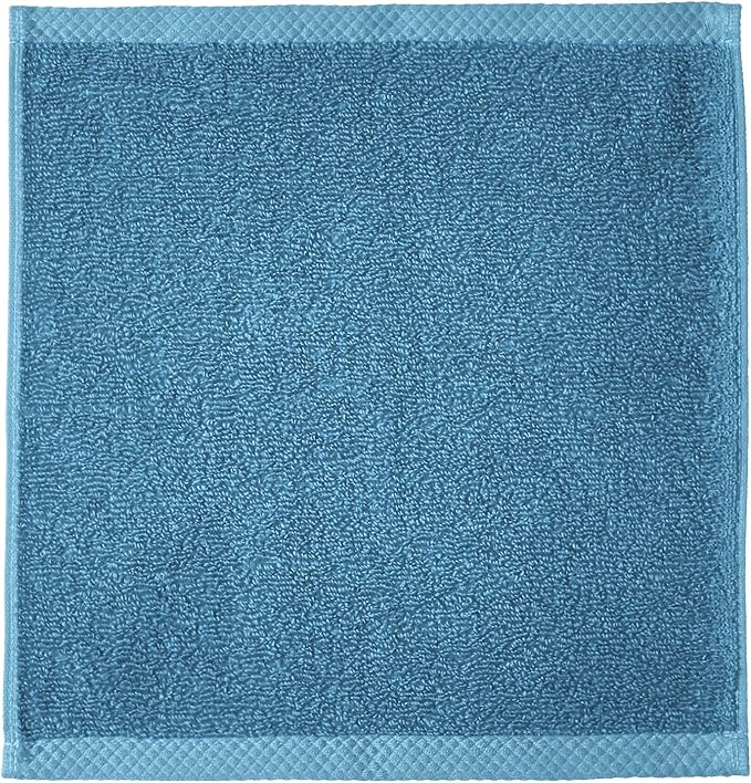 Amazon Basics Soft Cotton Washcloths, Quick-Dry, 12" x 12", 12-Pack, Lake Blue