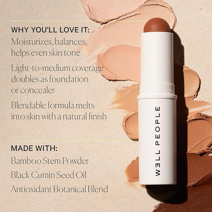 Well People Supernatural Complexion Stick Foundation + Concealer, Buildable, Light-to-Medium Coverage, Soft Matte Finish, Lightweight + Hydrating, Multi-Use, Vegan & Cruelty-Free, 36 Tan Warm