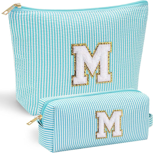 YOOLIFE Cute Travel Makeup Bag - Sweet 16 Gifts Sister Girlfriend Gifts Monogram Makeup Bag Make Up Bag Large Cosmetic Bags for Women Makeup Bag Friend Birthday Gifts Teen Girl Gifts Trendy Stuff M