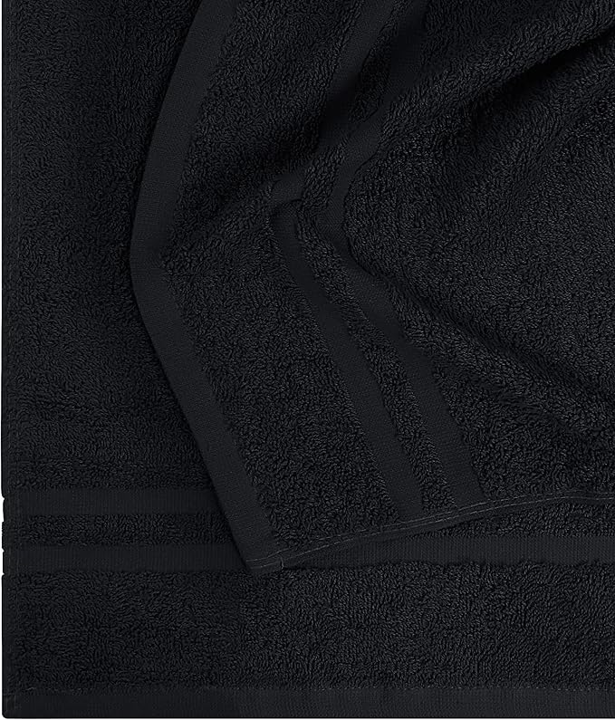 Utopia Towels Cotton Bleach Proof Salon Towel 16 by 27 inches, Bleach Safe Gym 100% Cotton Hand Towel, 48 Pack, Black