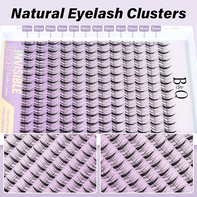 B&Qaugen Wispy Lash Clusters Invisible Band False Eyelashes Clusters Natural Cluster Eyelash Extensions 10mm Individual Lashes Extension DIY Soft Eyelash Clusters （YXFD-Fairy-10mm）