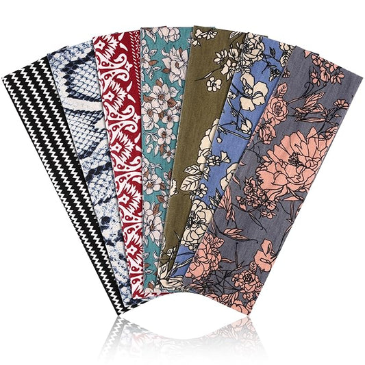Headbands for Women, Stretchy Non Slip Soft Cotton Cloth Hair Bands for Sports, Workout, Yoga and Running, 7pcs