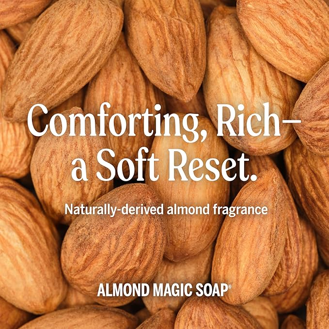 Dr. Bronner's Pure-Castile Magic Liquid Soap (Almond, 32 Ounce, 2-Pack)- Made with Regenerative Organic Certified Oils, 18-in1 Uses: Face, Hair, Hand & Body Soap, Laundry, Pets- Concentrated, Vegan