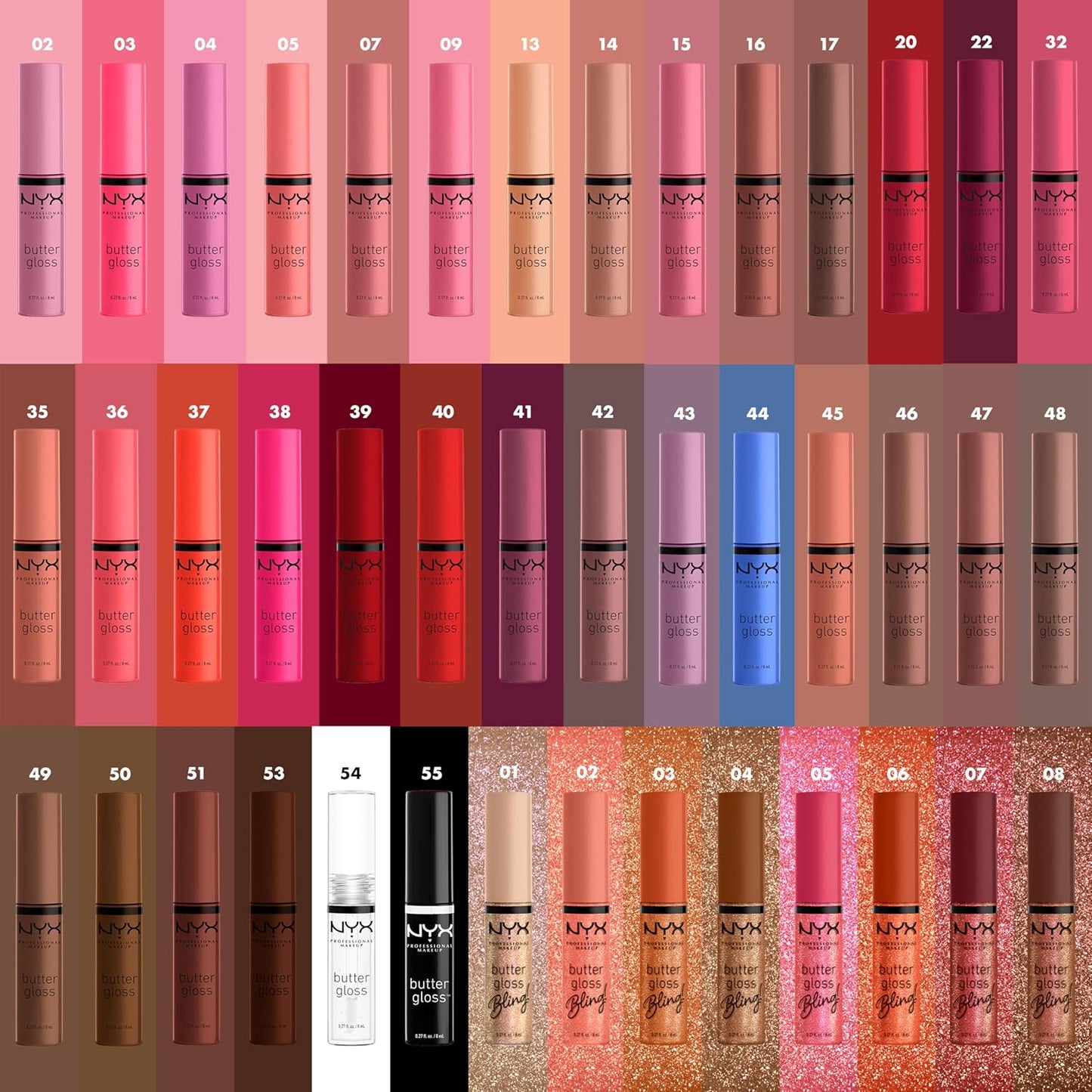 NYX PROFESSIONAL MAKEUP Butter Gloss Bling Lip Gloss, Non Sticky and Shiny Vegan Lip Makeup - Shimmer Down