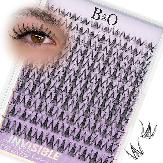 B&Q Snow Lotus Lash Clusters Invisible Band False Eyelashes Clusters Natural Cluster Eyelash Extensions Comfortable Individual Lashes Extension DIY Soft Eyelash Clusters （Snow Lotus-MIX8-18mm）