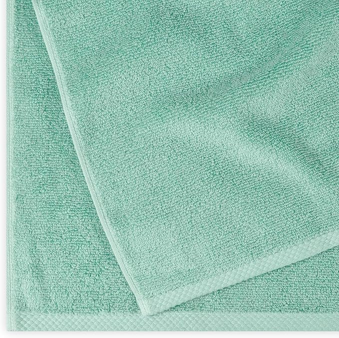 Amazon Basics Quick-Dry Lightweight Moisture Absorbing Bath Towel,100% Cotton,54" x 30",Seafoam Green,2 Count (Pack of 12)
