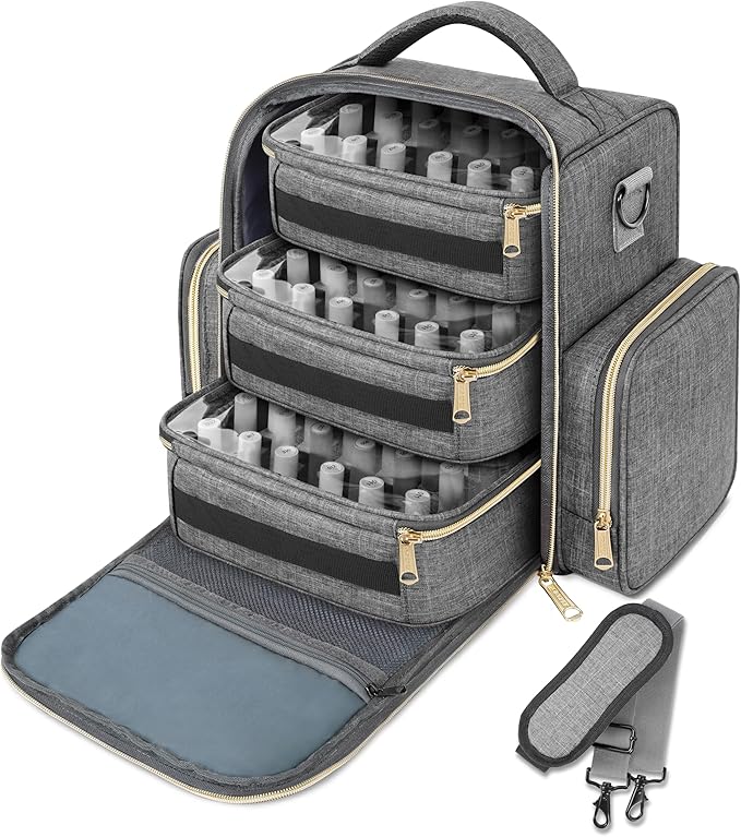 YOREPEK Nail Polish Organizer Holds Up to 72 Bottles (15ml - 0.5 fl.oz) and Nail Lamp, Nail Polish Storage with 3 Removable Pouches & Multiple Storage Sections for Manicure Set, Gifts for Manicurist