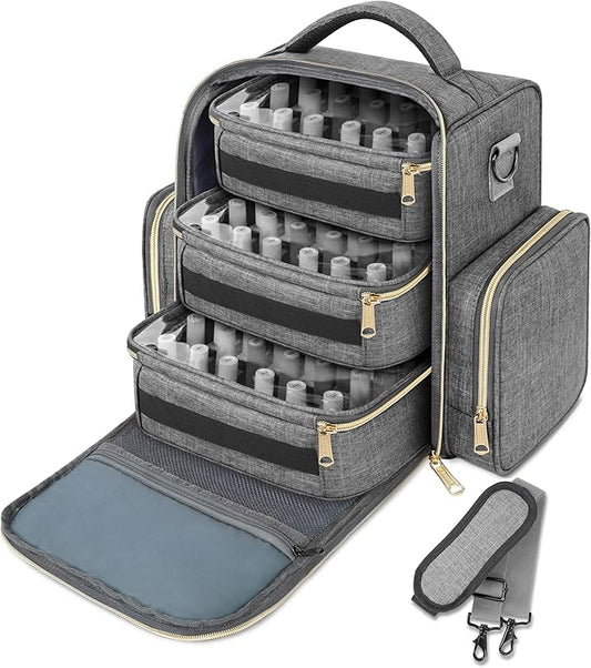 YOREPEK Nail Polish Organizer Holds Up to 72 Bottles (15ml - 0.5 fl.oz) and Nail Lamp, Nail Polish Storage with 3 Removable Pouches & Multiple Storage Sections for Manicure Set, Gifts for Manicurist