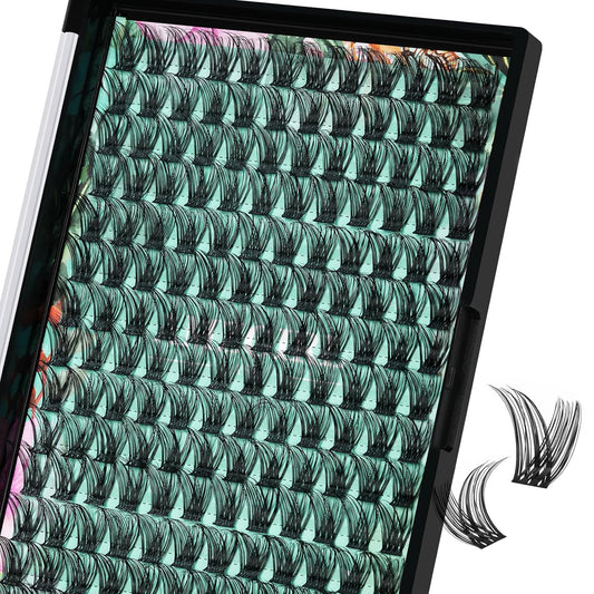 Lash Clusters Wet Look 168Pcs Eyelash Cluster Ultra-Thin Lash Band Eyelashes Extensions Spiky Anime Wide Span Lashes(Hollyhock,D-14mm)