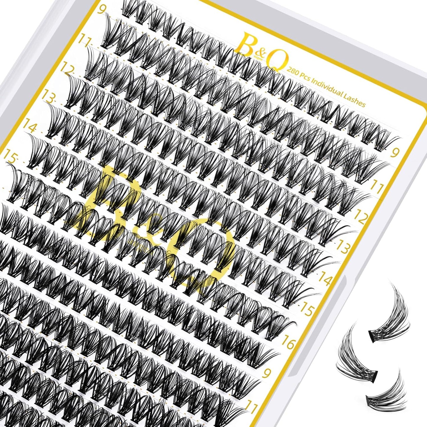 B&Qaugen Lash Clusters 30D 40D-C-9-16MIX LASH Individual Lashes 280 False Eyelash 9-16MIX Extensions Cluster DIY at Home (30D+40D,C-9-16MIX)