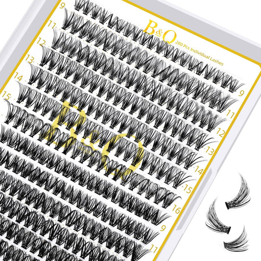 B&Qaugen Lash Clusters 30D 40D-C-9-16MIX LASH Individual Lashes 280 False Eyelash 9-16MIX Extensions Cluster DIY at Home (30D+40D,C-9-16MIX)