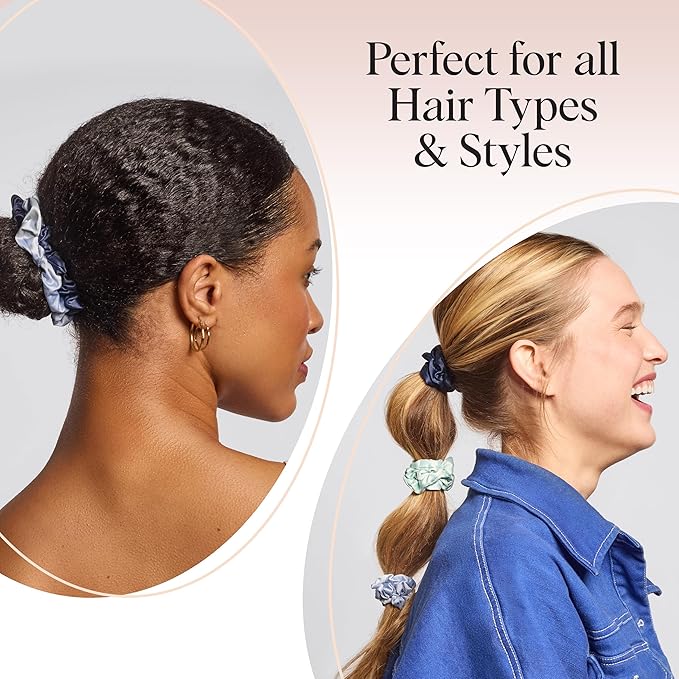 Kitsch Ruched Satin Scrunchies for Women - No Crease, Frizz-Free Sleep | Softer Than Silk Scrunchies Gentle On Hair Scrunchies for All Hair Types | Stylish Hair Accessories - Garden Bouquet, 5pcs