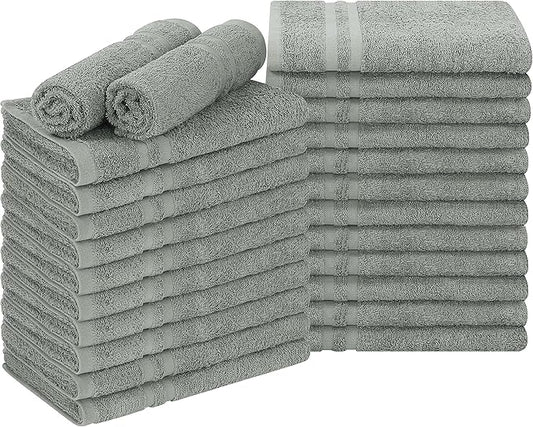 Utopia Towels Cotton Bleach Proof Salon Towel 16 by 27 inches, Bleach Safe Gym 100% Cotton Hand Towel, 24 Pack, Grey