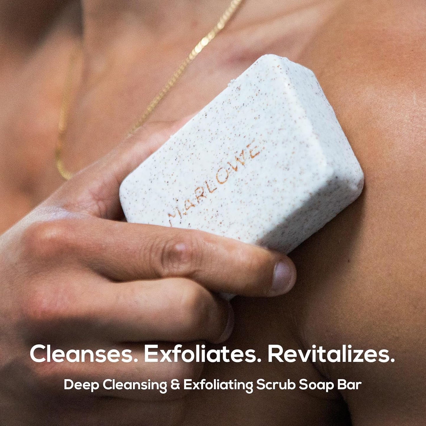 MARLOWE. No. 102 Body Scrub Soap 7 oz (6 Bars), Santal, Exfoliating Soap Bar with Shea Butter, Olive Oil & Green Tea Extracts, Cleanses, Smooths & Revitalizes Skin, Warm Amber, Spice & Citron Scent