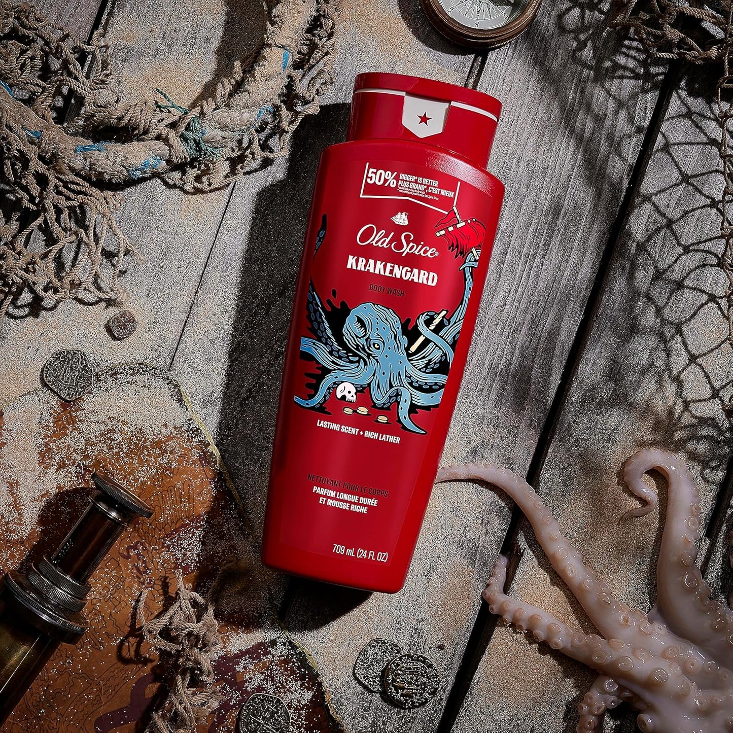Old Spice Body Wash for Men, Krakengard, Long Lasting Lather, 24 FL OZ (Pack of 4)
