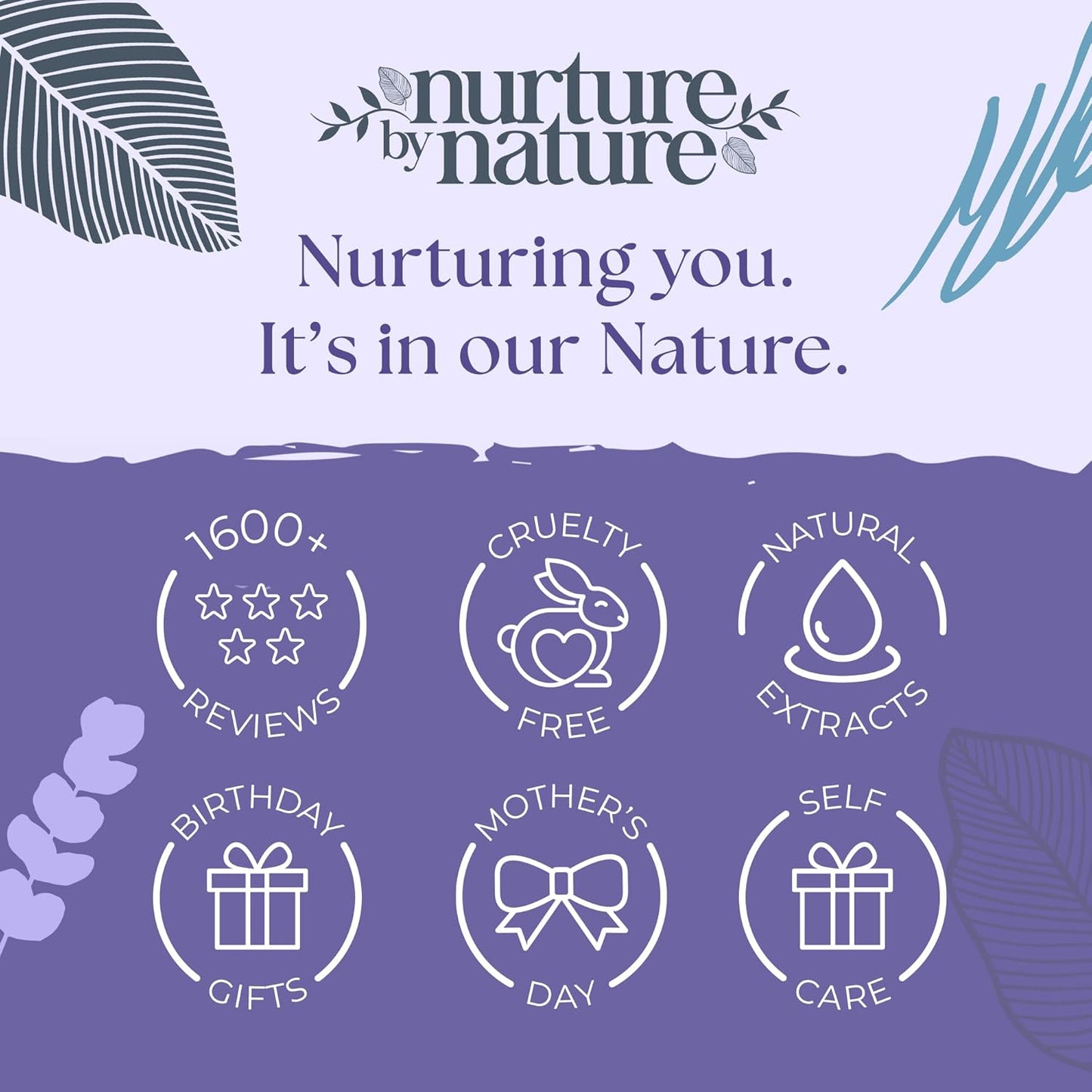Nurture by Nature Spa Gifts for Women - Mothers Day Gifts for Mom, Self Care Gift Set & Spa Gift Basket for Women, 6 Piece Bath Set with Candle, Bath Bomb, Salts & Pillow Spray - Relaxation Gifts
